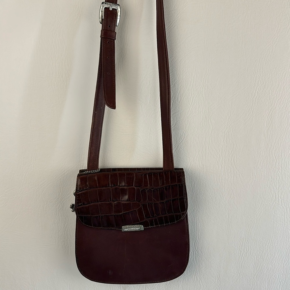 Vintage Fossil Croc Printed Small Leather Crossbody Bag - Picture 2 of 8